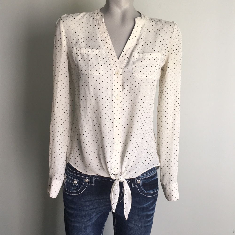Candie’s Polka dot blouse with lace back